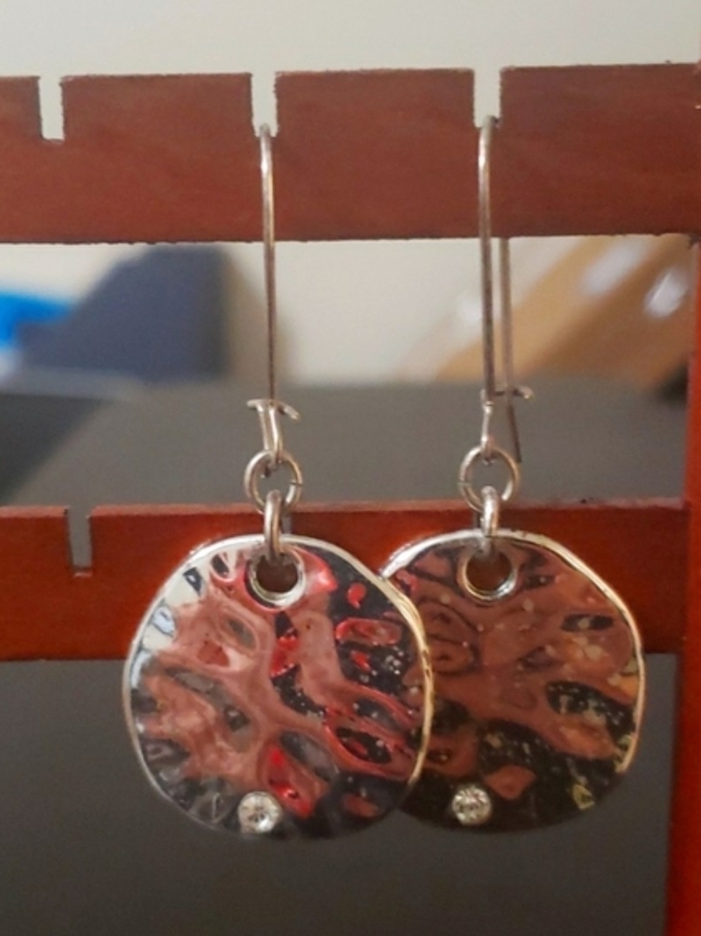 Silver Drop Earrings With A Stone Accent